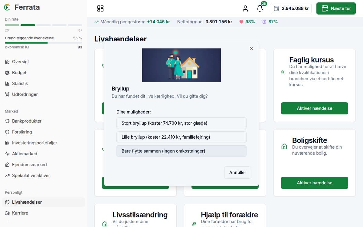 Skærmbillede af funktionen — appen Ferrata: Livsbegivenheder