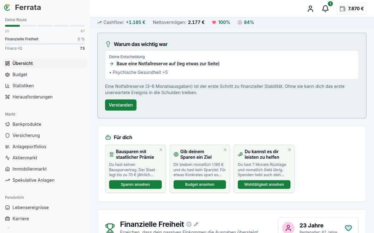 Screenshot einer Funktion — Ferrata-App: Geführter Modus