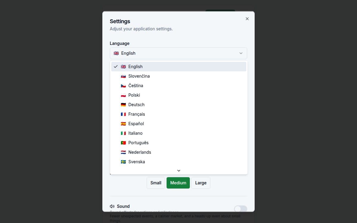 Feature screenshot — Ferrata app: 25 languages, 15 currencies