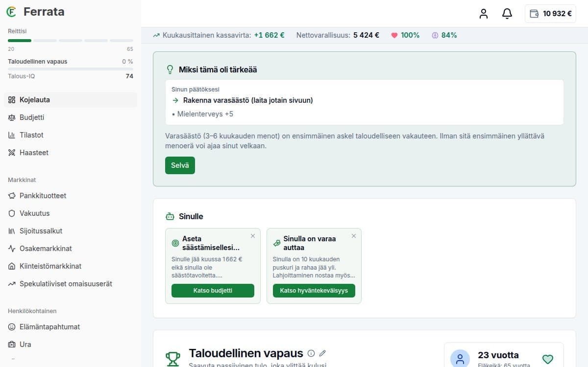 Kuvakaappaus ominaisuudesta — Ferrata-sovellus: Ohjattu tila