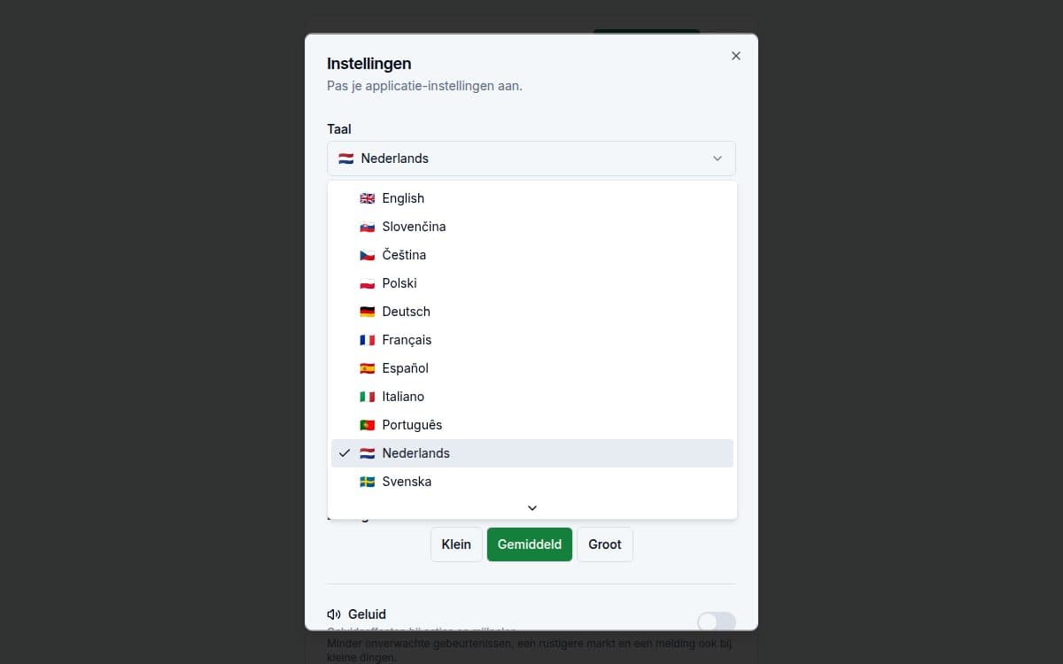 Schermafbeelding van een functie — Ferrata-app: 25 talen, 15 valuta's