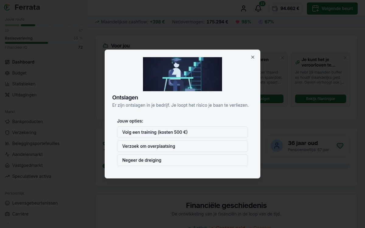Schermafbeelding van een functie — Ferrata-app: Levensgebeurtenissen