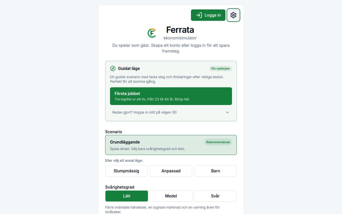 Skärmbild av funktionen — appen Ferrata: 8 spelscenarier